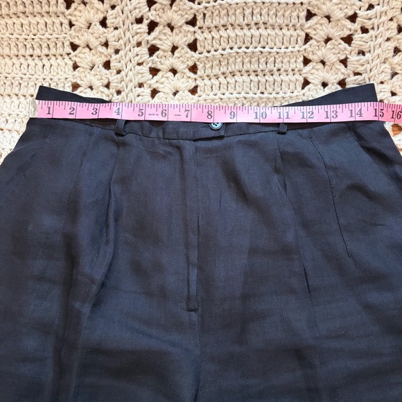 Talbots Vintage Irish Linen Black High-Rise Pleated Trousers Size 6 - altered - Picture 7 of 16
